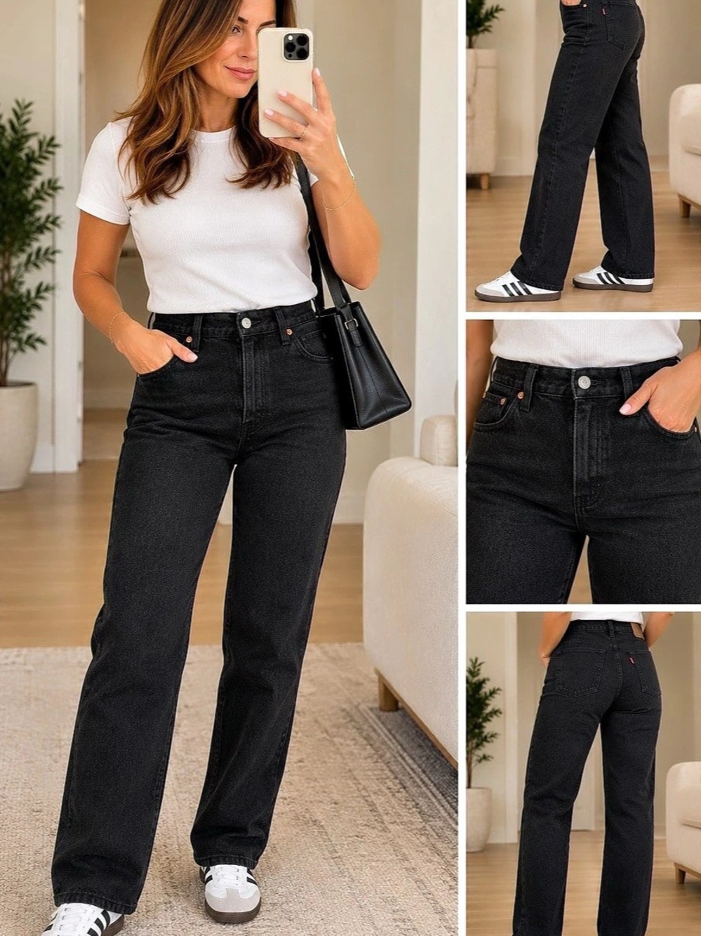 Levi's Wedgie Straight Black Straight Leg Jeans Waist 26 Like New